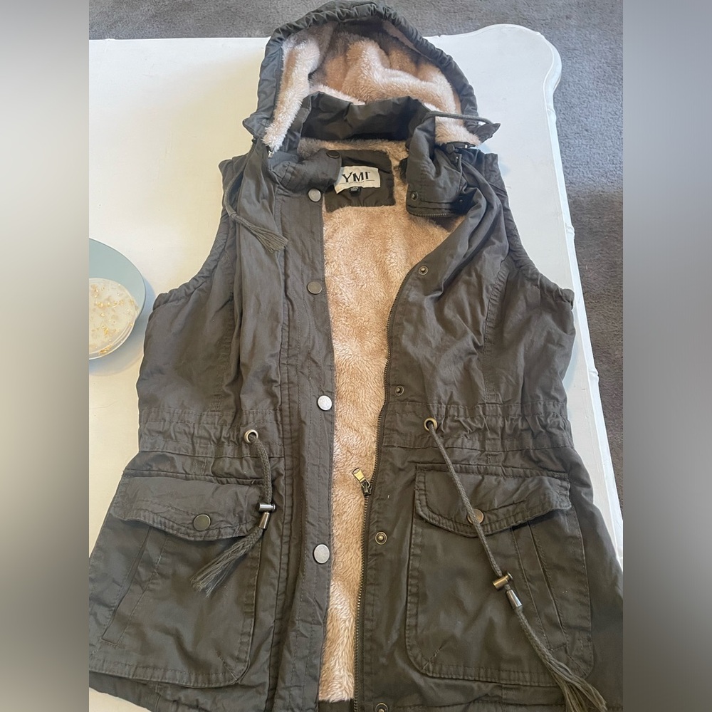 YMI Olive Green cargo Hooded Vest